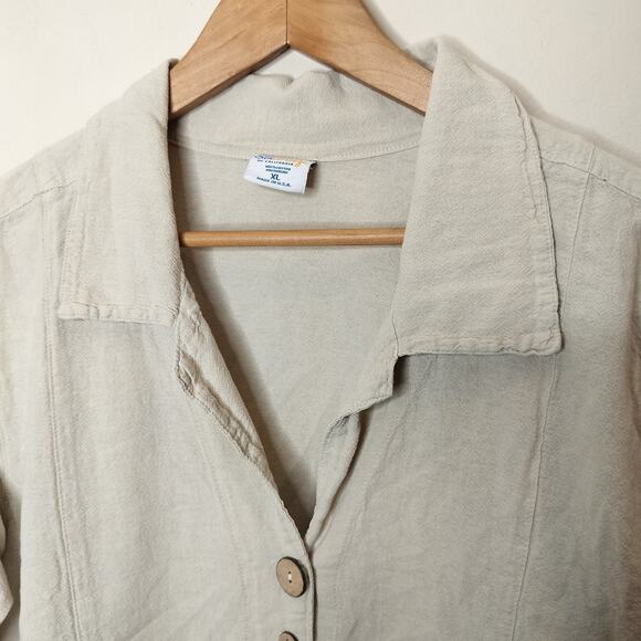 Sea Breeze of California Button Up Shirt Beige Cotton - Picture 6 of 8